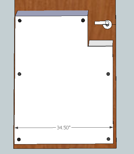 CClear acrylic elevator half-baffle with standard aluminum standoff hardware, 34.50 inch width