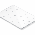 Clear acrylic pegboard drying panel for laboratory use