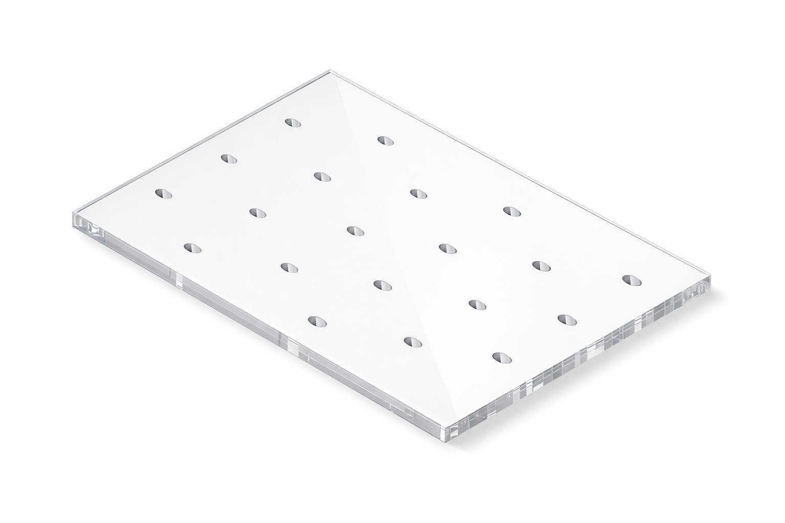 Clear acrylic pegboard drying panel CNC-cut for laboratory and casework applications